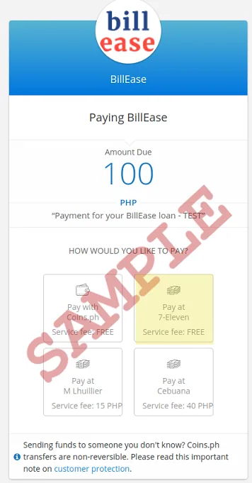 coins.ph portal for 7-Eleven payment option