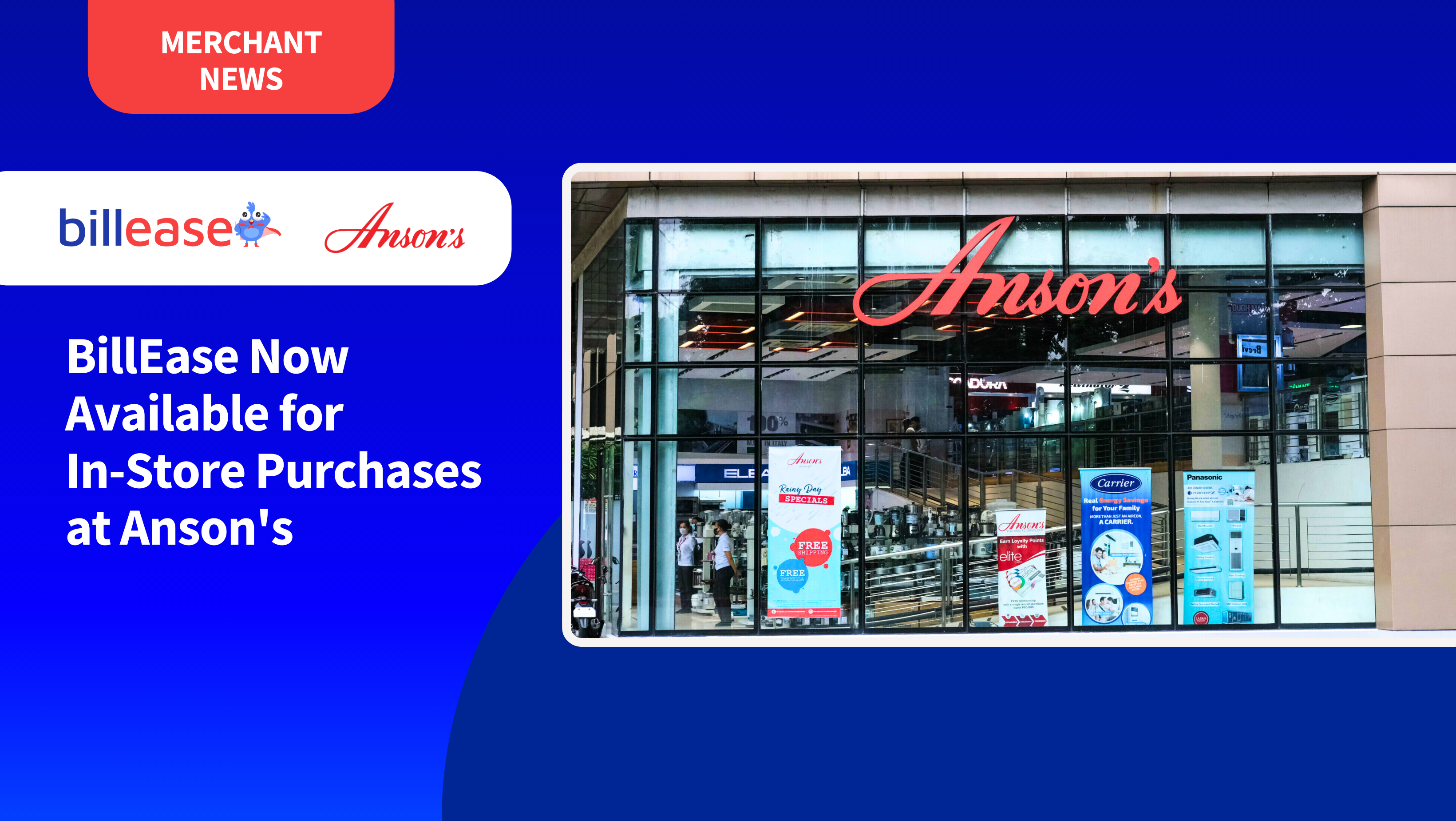 Billease Now Available for In-Store Purchases at Anson’s