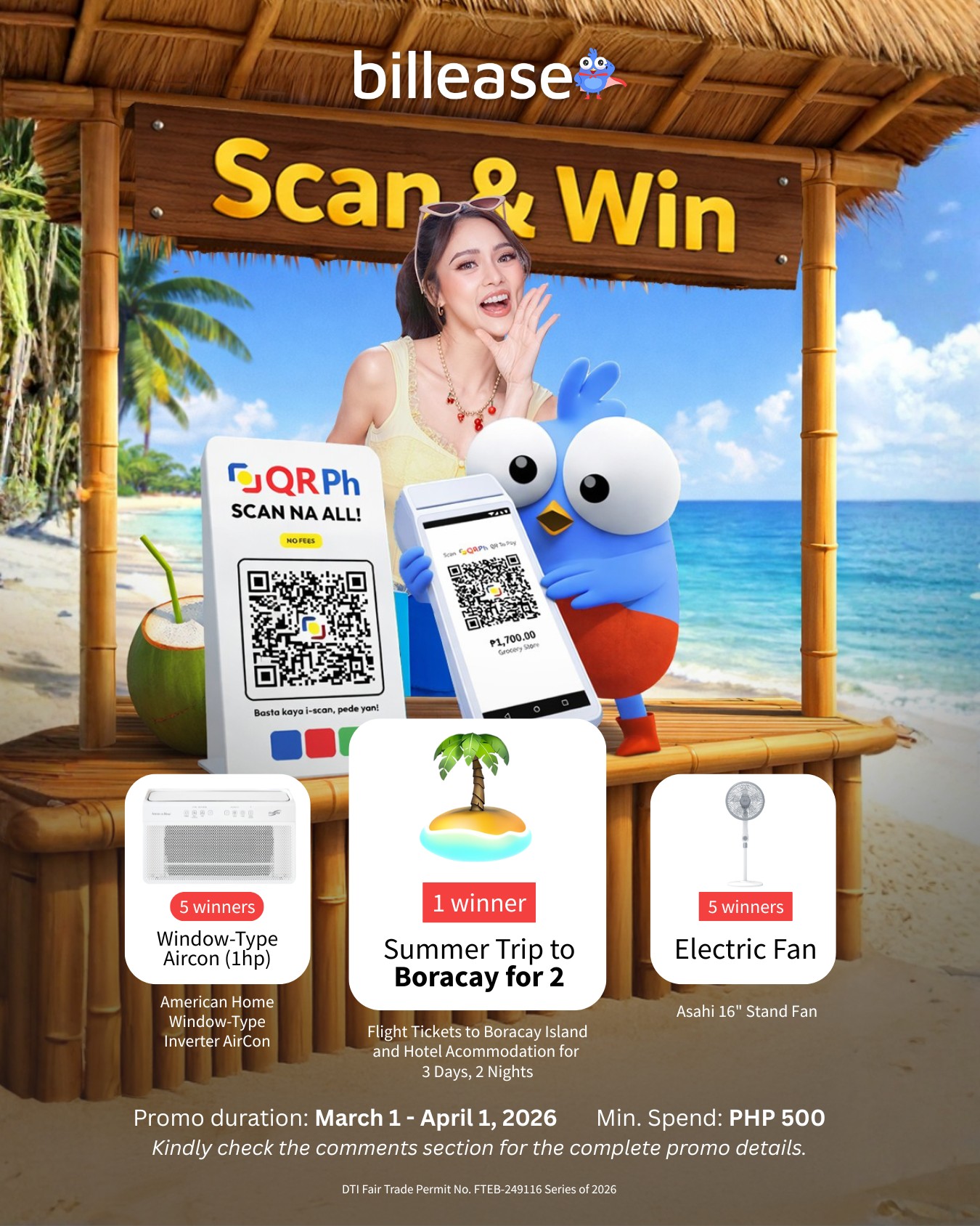 Scan with Billease & Win a Trip to Boracay 🏖