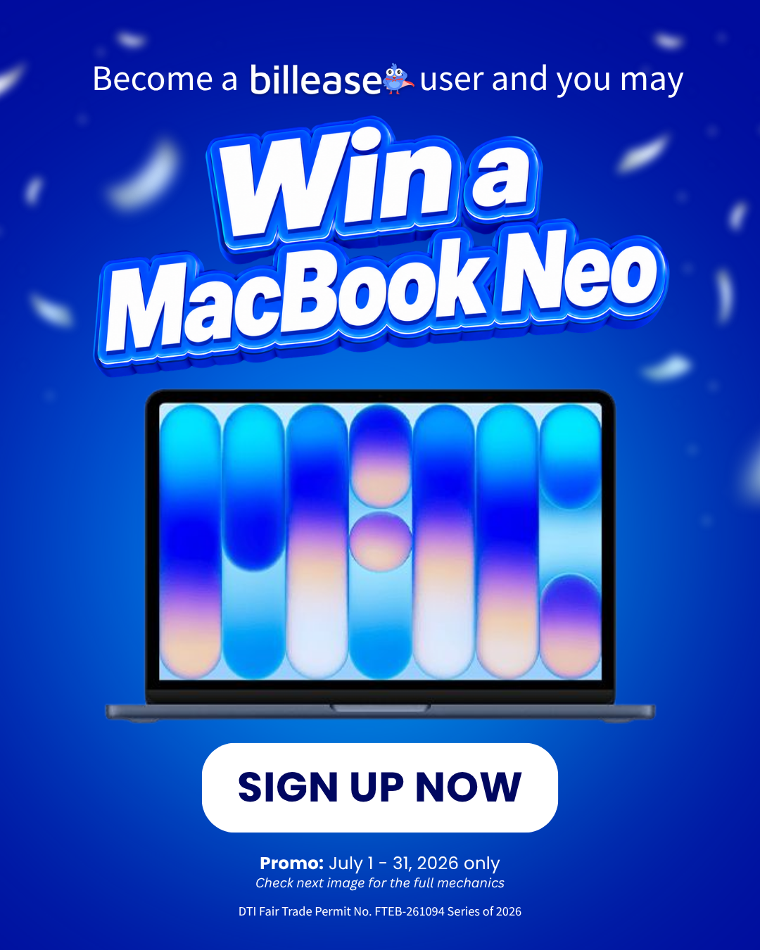 New to Billease? You Could Win a MacBook Neo This July!