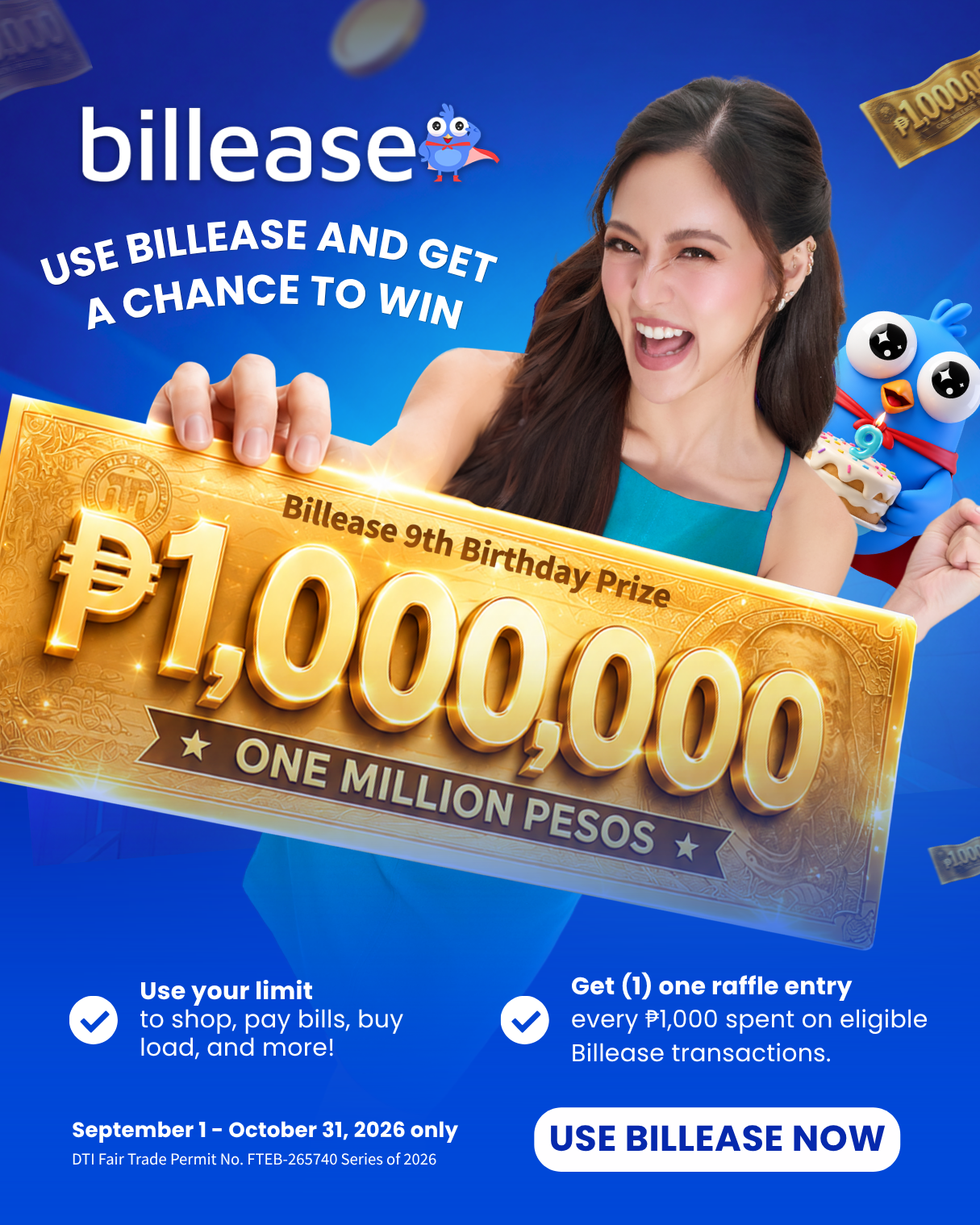 ₱1,000,000 Up For Grabs: Join the Billease 9th Birthday Raffle